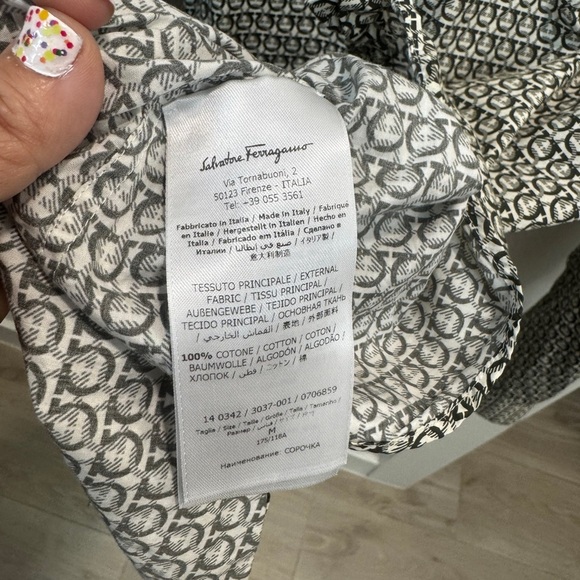 Salvatore Ferragamo Men’s Gancini Logo Print Button-Down Shirt M - Picture 7 of 8